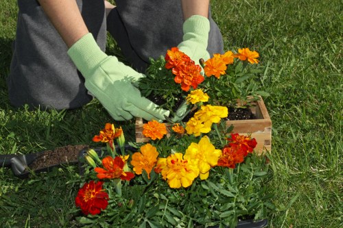 First aid kit and emergency response equipment at a gardening site
